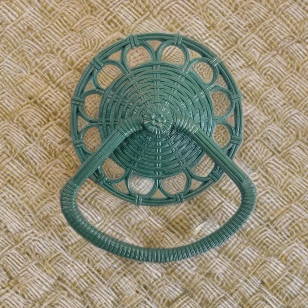 Vintage HOMCO Wicker style Towel Holder BOHO, Ring Towel Holder bathroom Decor
